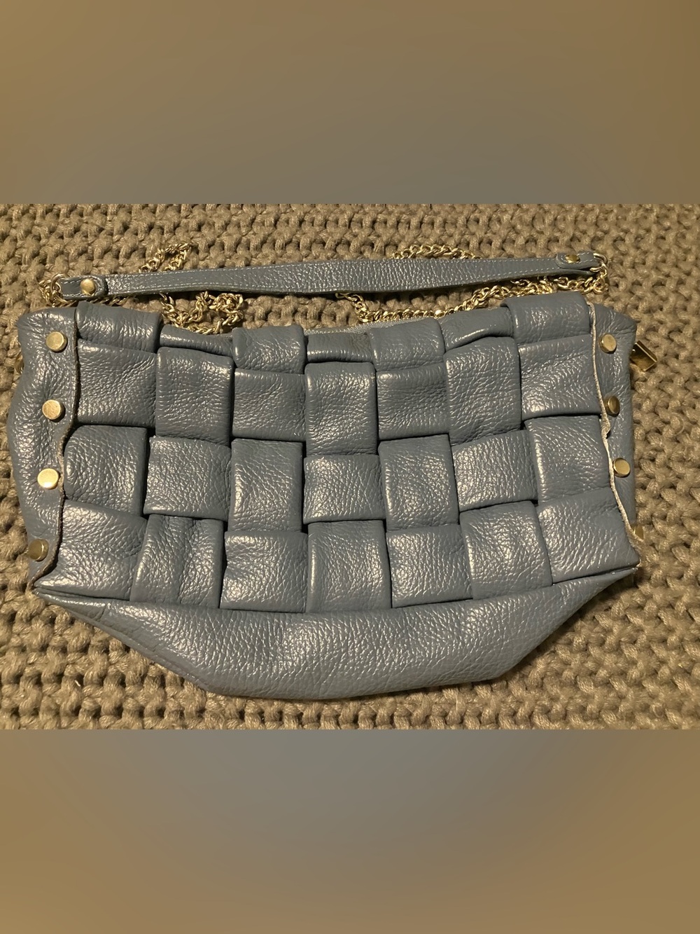 Valentina Fiore Italy blue woven leather handbag